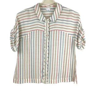 Cooperative Urban Outfitters Womens L White Front Button Down Blouse Striped